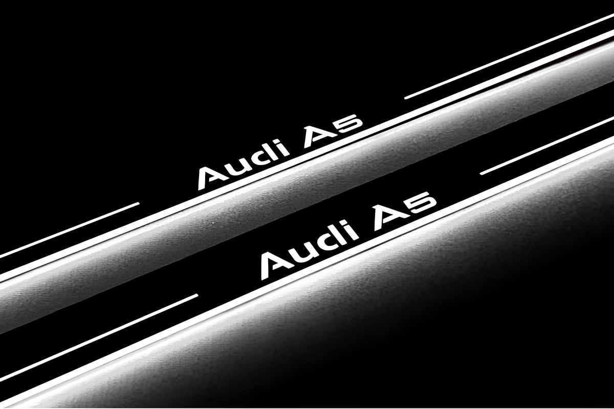 Audi A5 II 2016+ LED door sill plates stainless steel with Audi A5 logo