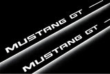 Ford Mustang V S197 2005+ illuminated entry guards in stainless steel with Mustang GT logo