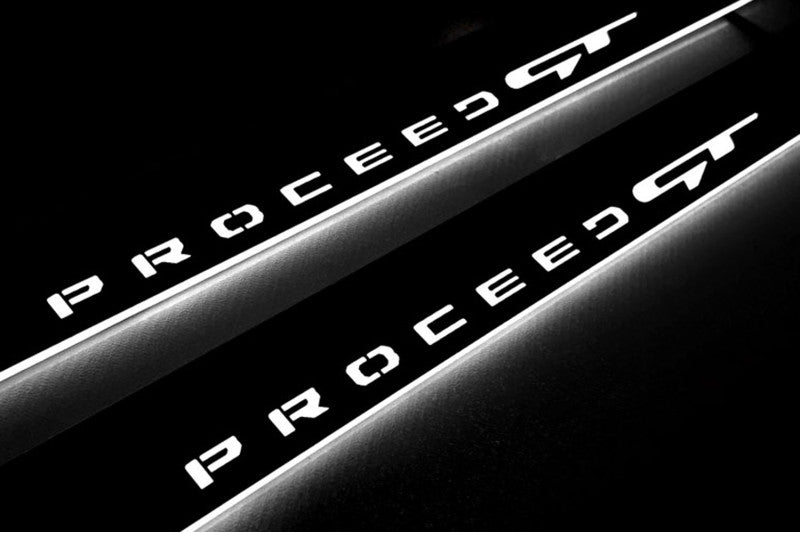 KIA ProCeed III 2018+ LED door sill plates stainless steel with Proceed GT logo