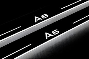 Illuminated LED Door Sill Tread Plates Audi A6 C7 2011-2018 With A6 Logo Audi Led Door Sills decoinfabric