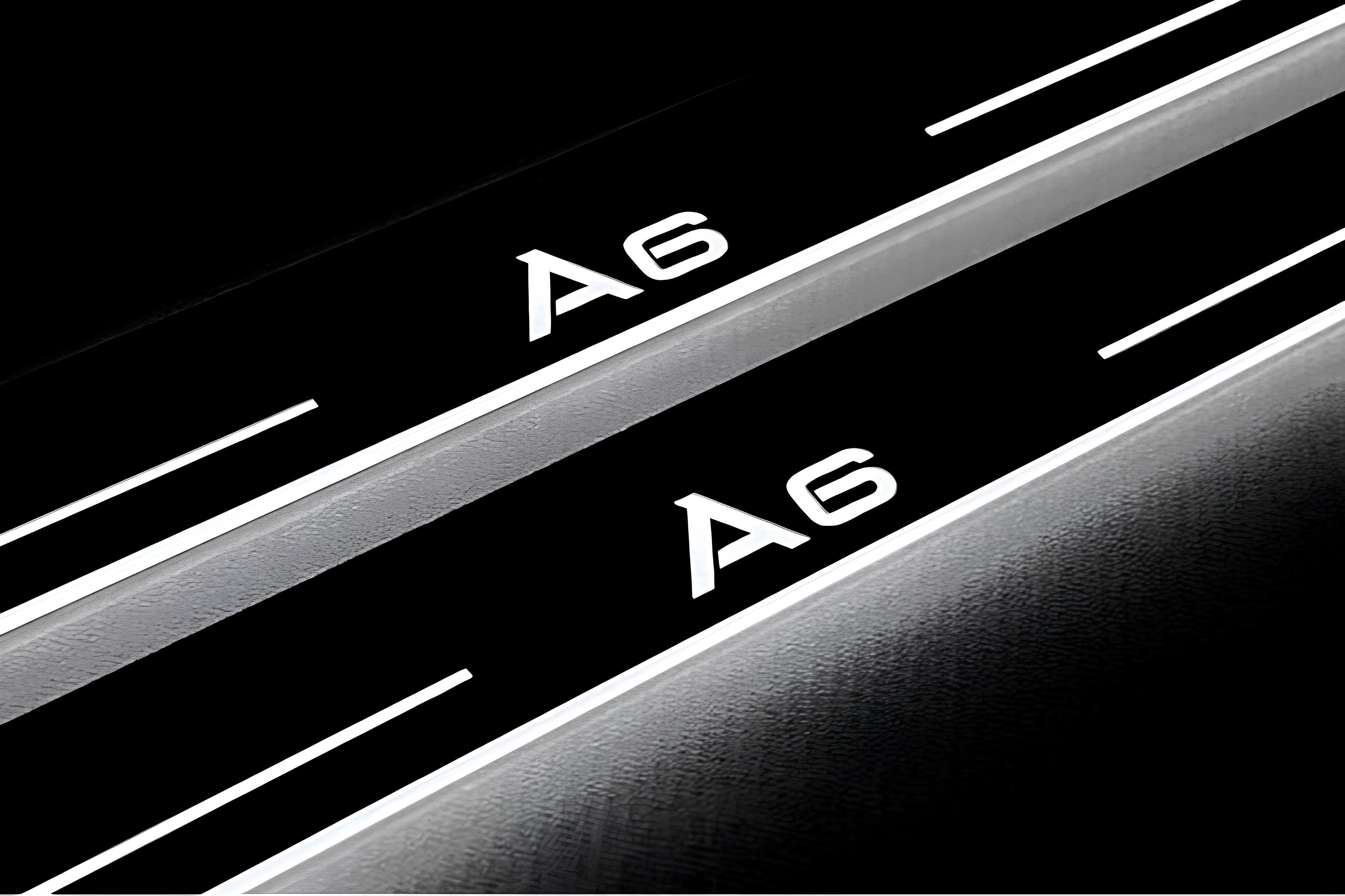 Illuminated LED Door Sill Tread Plates Audi A6 C7 2011-2018 With A6 Logo Audi Led Door Sills decoinfabric