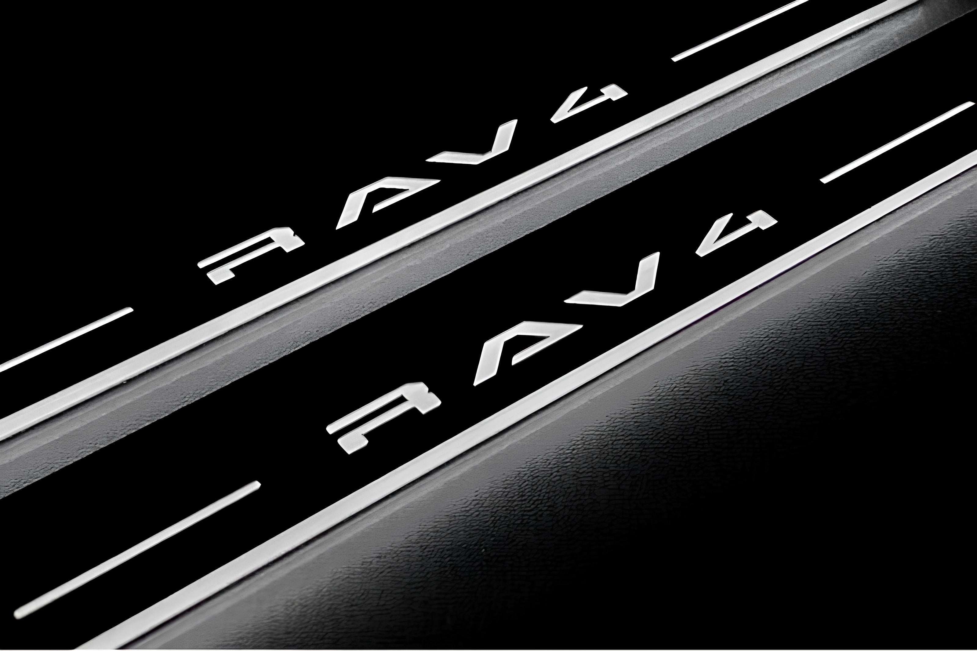 Illuminated LED Door Sill Tread Plates Toyota Rav4 VI 2025+ With Rav4 Logo Toyota Led Door Sills decoinfabric