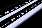 Ford Mustang V S197 2005+ stainless steel LED door sill plates with Mustang logo