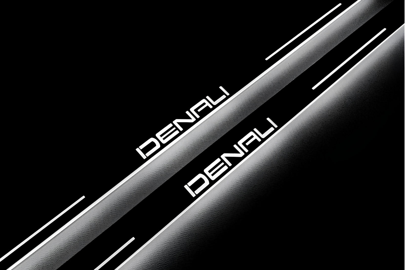 GMC Sierra V 2018+ stainless steel illuminated entry guards with DENALI logo