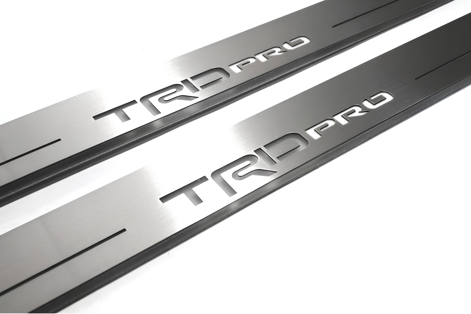 Toyota Tacoma III 2016+ door sill plates in stainless steel with TRD pro logo