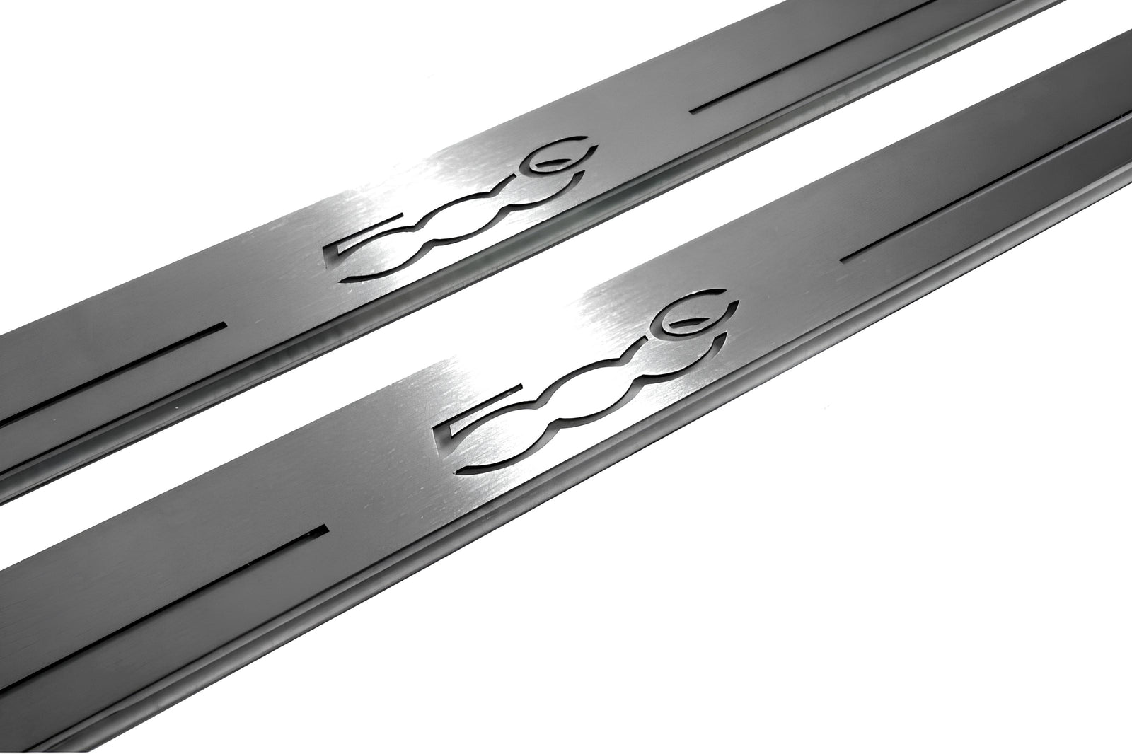 Fiat 500C 2009+ stainless steel illuminated entry guards with 500C logo