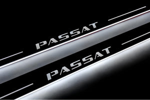Illuminated LED Door Sill Tread Plates Volkswagen Passat B8 2015-2023 With Passat Logo (type 1) Volkswagen Led Door Sills decoinfabric