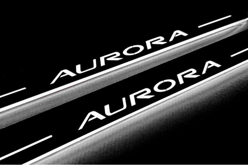 LED door sill plates stainless steel Oldsmobile Aurora I 1995+ with Aurora logo