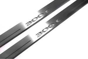 Illuminated LED Door Sill Tread Plates Chrysler 300C I 2005-2010 With 300C Logo Chrysler Led Door Sills opdesign