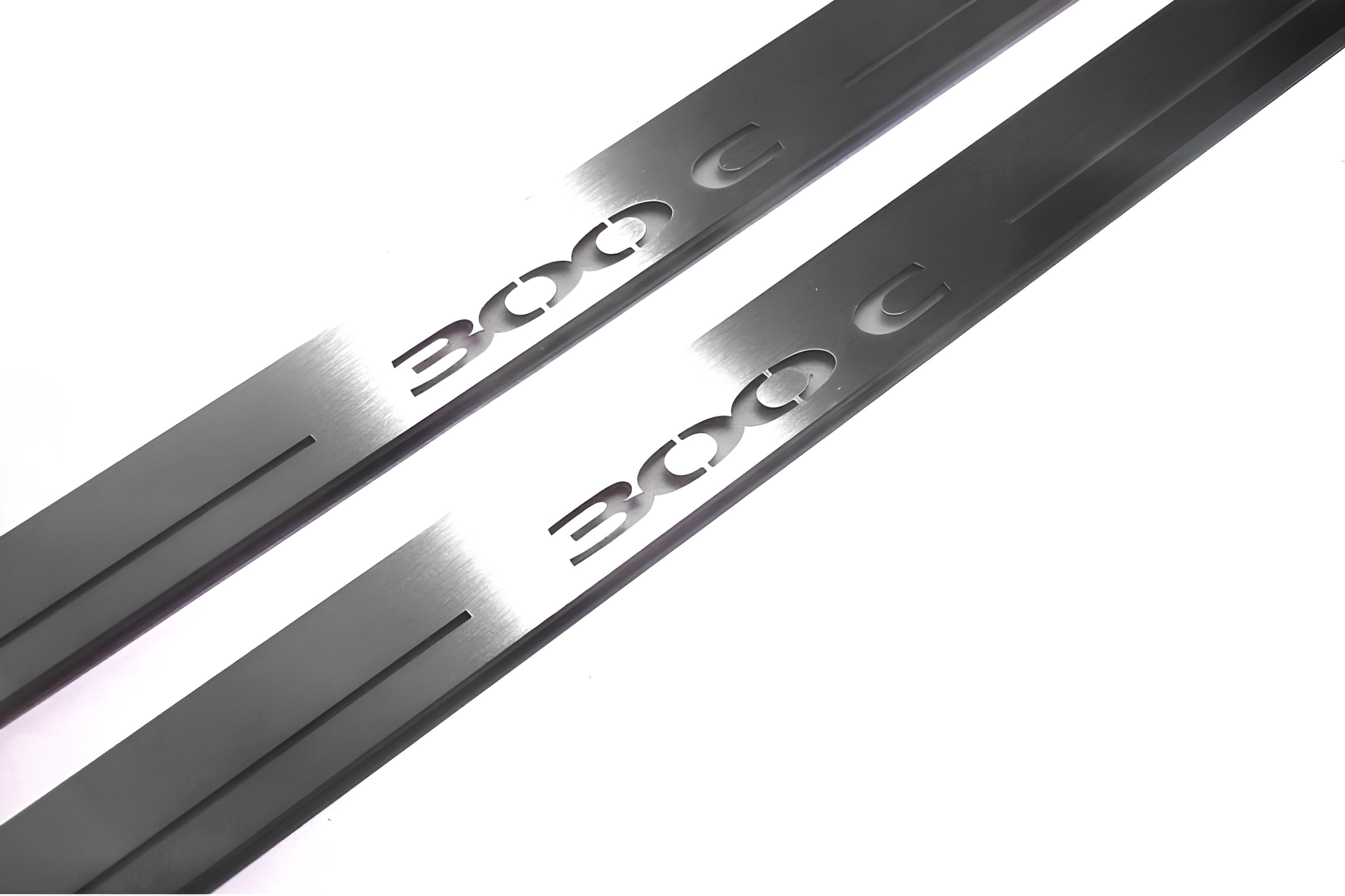 Illuminated LED Door Sill Tread Plates Chrysler 300C I 2005-2010 With 300C Logo Chrysler Led Door Sills opdesign