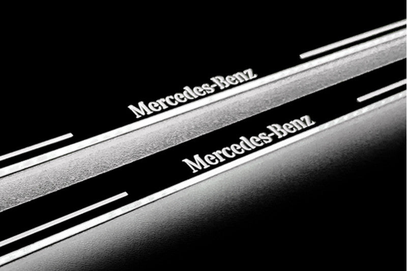 Mercedes V-Class W447 2014+ LED door sill plates stainless steel with Mercedes-Benz logo