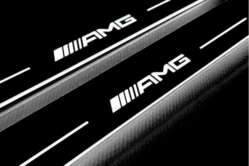 Mercedes G-Class W464 2018+ LED door sill plates stainless steel with AMG logo
