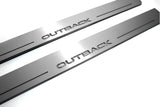 Subaru Outback IV 2009+ stainless steel LED door sill plates with Outback logo