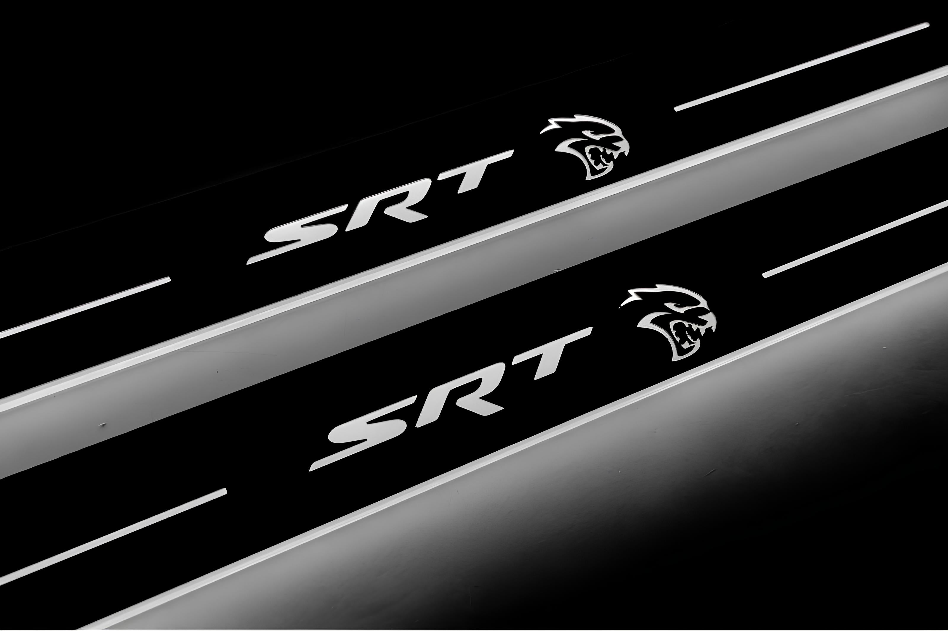 Illuminated LED Door Sill Tread Plates Chrysler 300C II 2011+ With SRT Logo Chrysler Led Door Sills opdesign