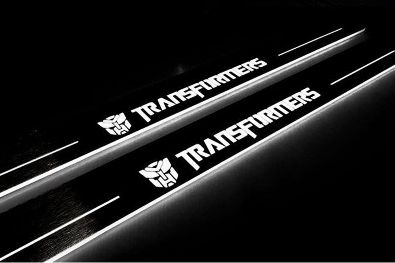 Chevrolet Camaro V E37 2009+ stainless steel LED door sill plates with Transformers logo