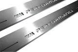 BMW 5 G60 2023+ illuminated entry guards in stainless steel with M Performance logo
