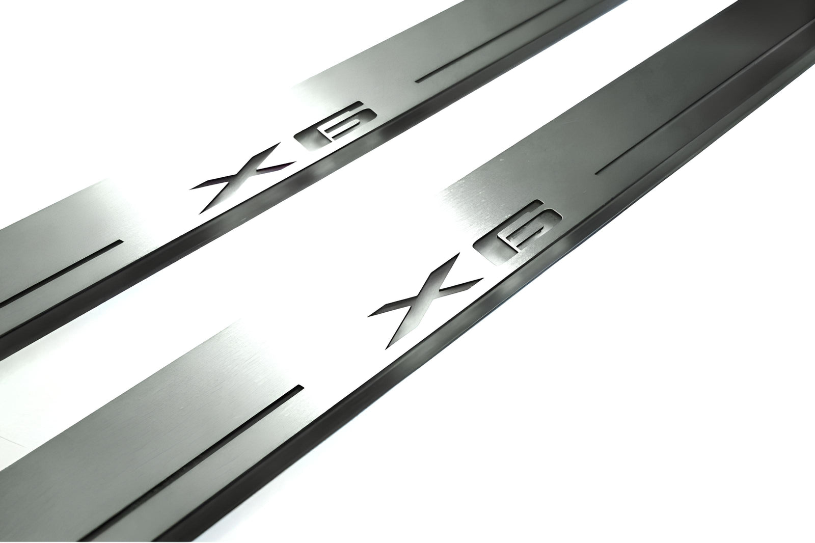 BMW X6 E71 2008+ stainless steel LED door sill plates with X6 logo