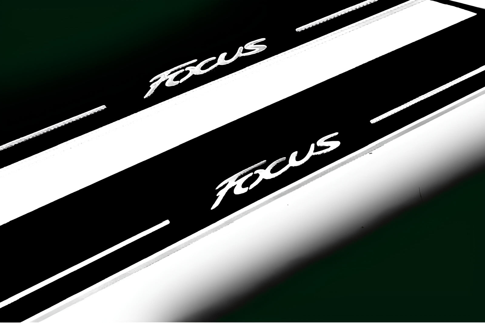 Ford Focus III 2011+ stainless steel illuminated entry guards with Focus logo