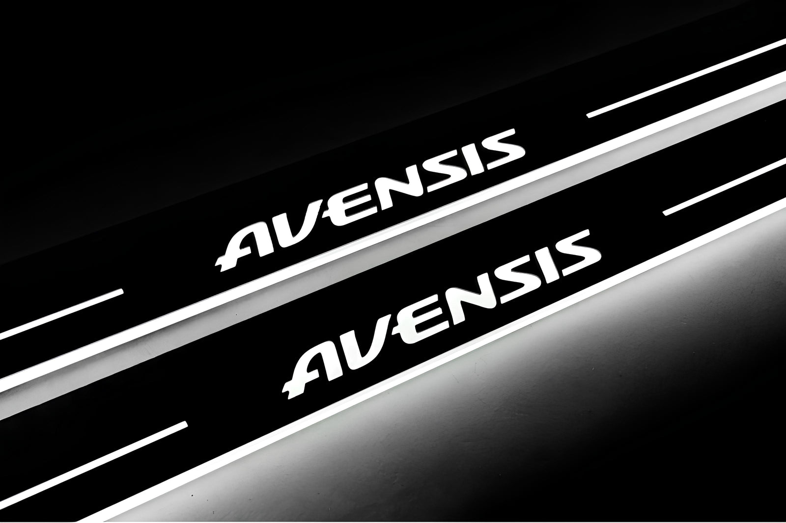 Toyota Avensis III 2009+ stainless steel LED door sill plates with Avensis logo