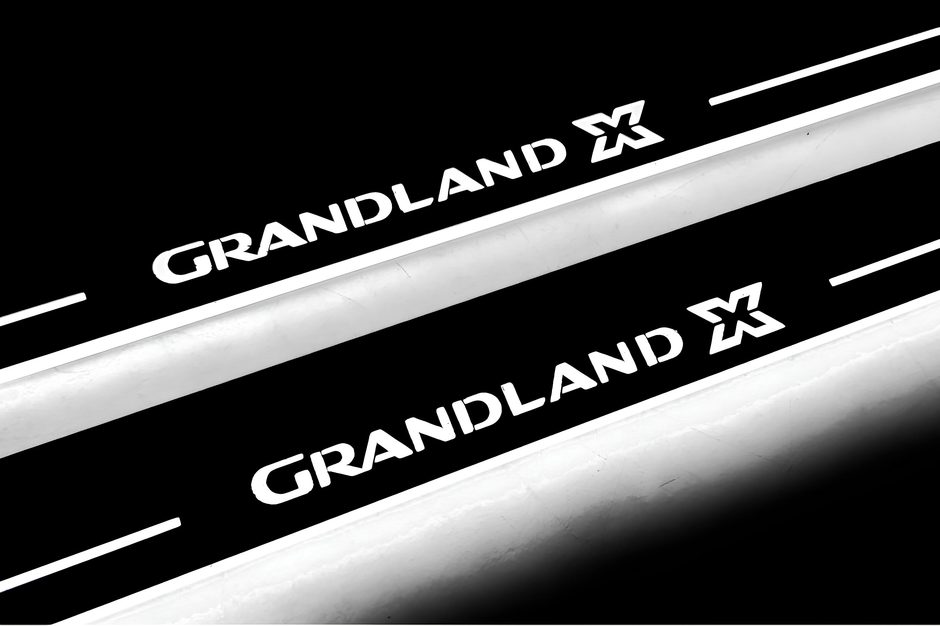 Illuminated LED Door Sill Tread Plates Opel Grandland X 2017+ With Grandland X Logo Opel Led Door Sills opdesign