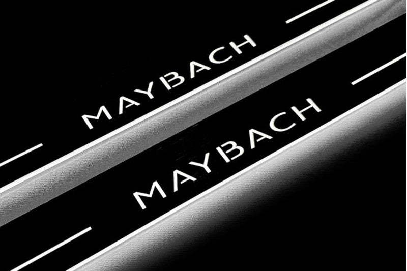 Mercedes V-Class W447 2014+ entry guards in stainless steel with Maybach logo
