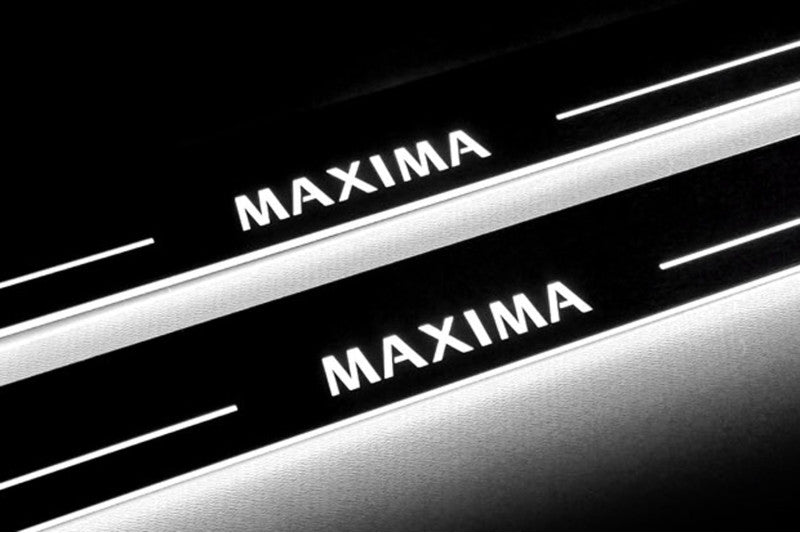 Nissan Maxima VIII A36 Stainless Steel LED Door Sills – Maxima Logo