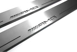 Mercedes GL X164 2006+ LED door sill plates in stainless steel with AMG logo