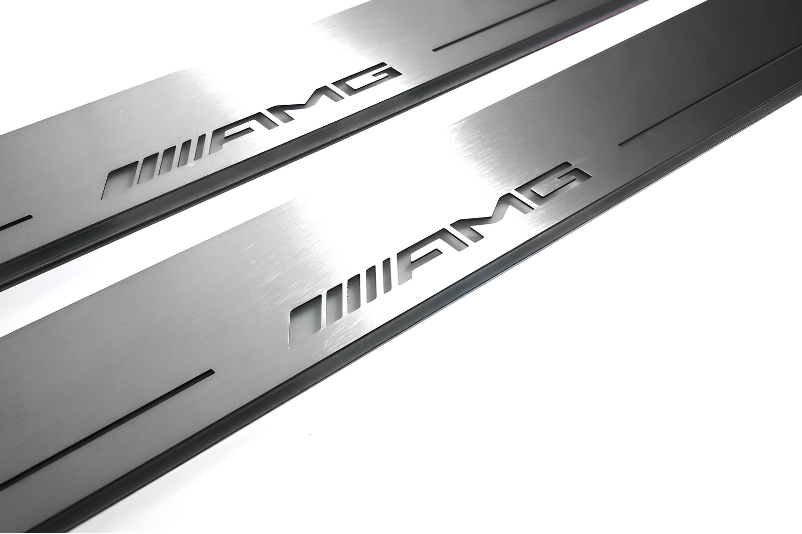 Mercedes GL X164 2006+ LED door sill plates in stainless steel with AMG logo