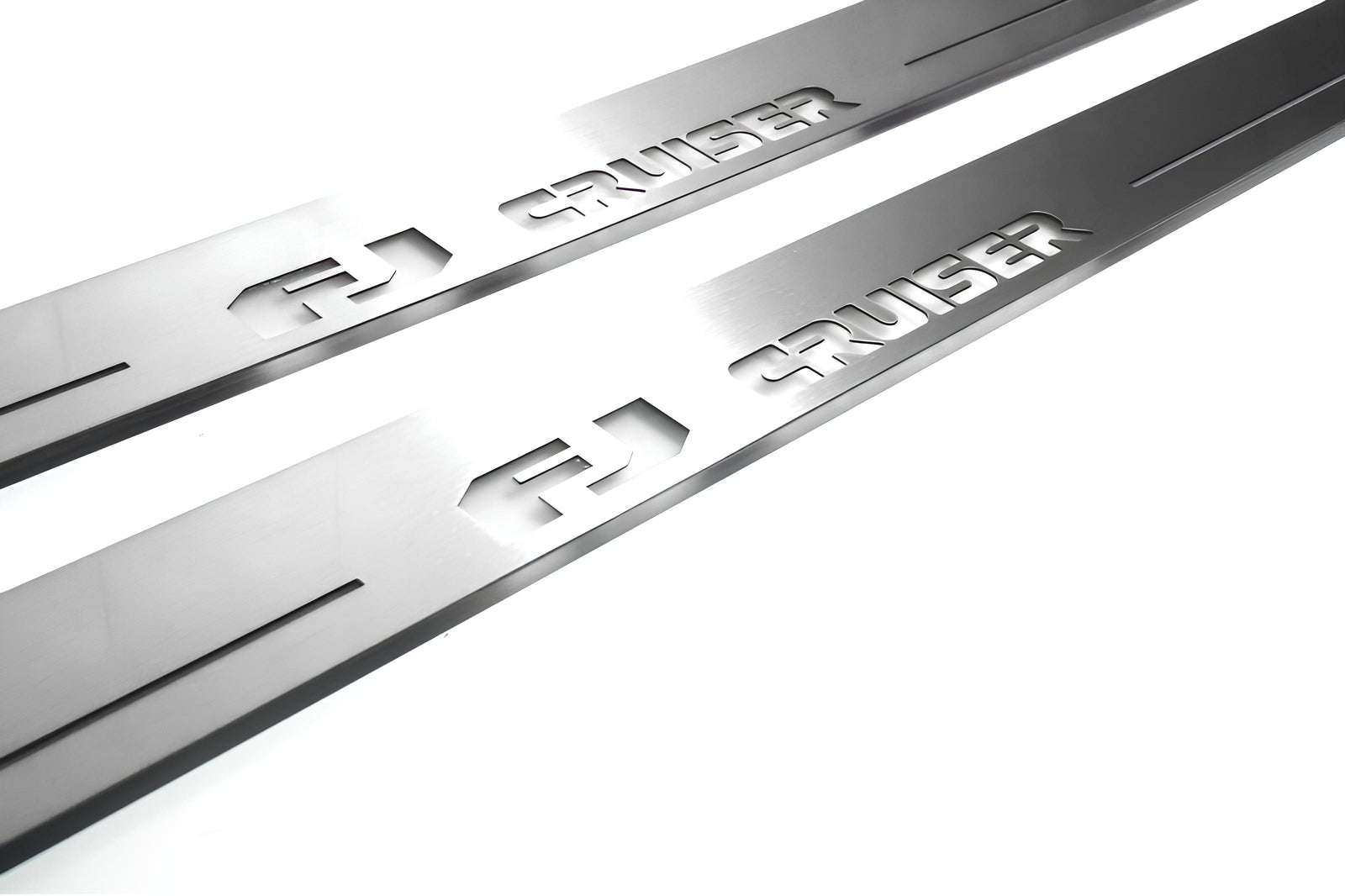 stainless steel LED door sill plates with Toyota FJ Cruiser J15 2006+ with FJ Cruiser logo