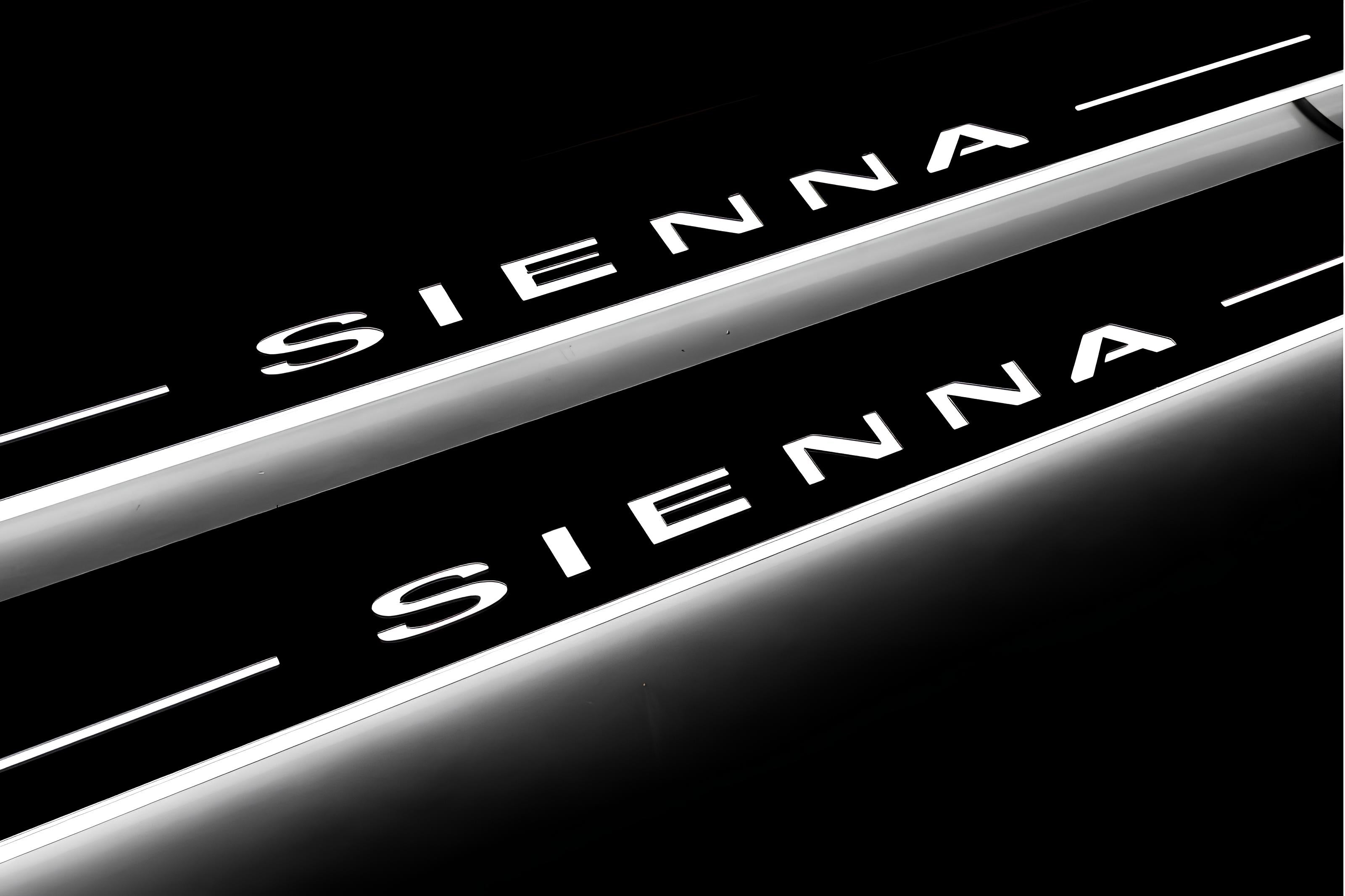 Illuminated LED Door Sill Tread Plates Toyota Sienna III 2011–2020 With Sienna Logo Toyota Led Door Sills opdesign