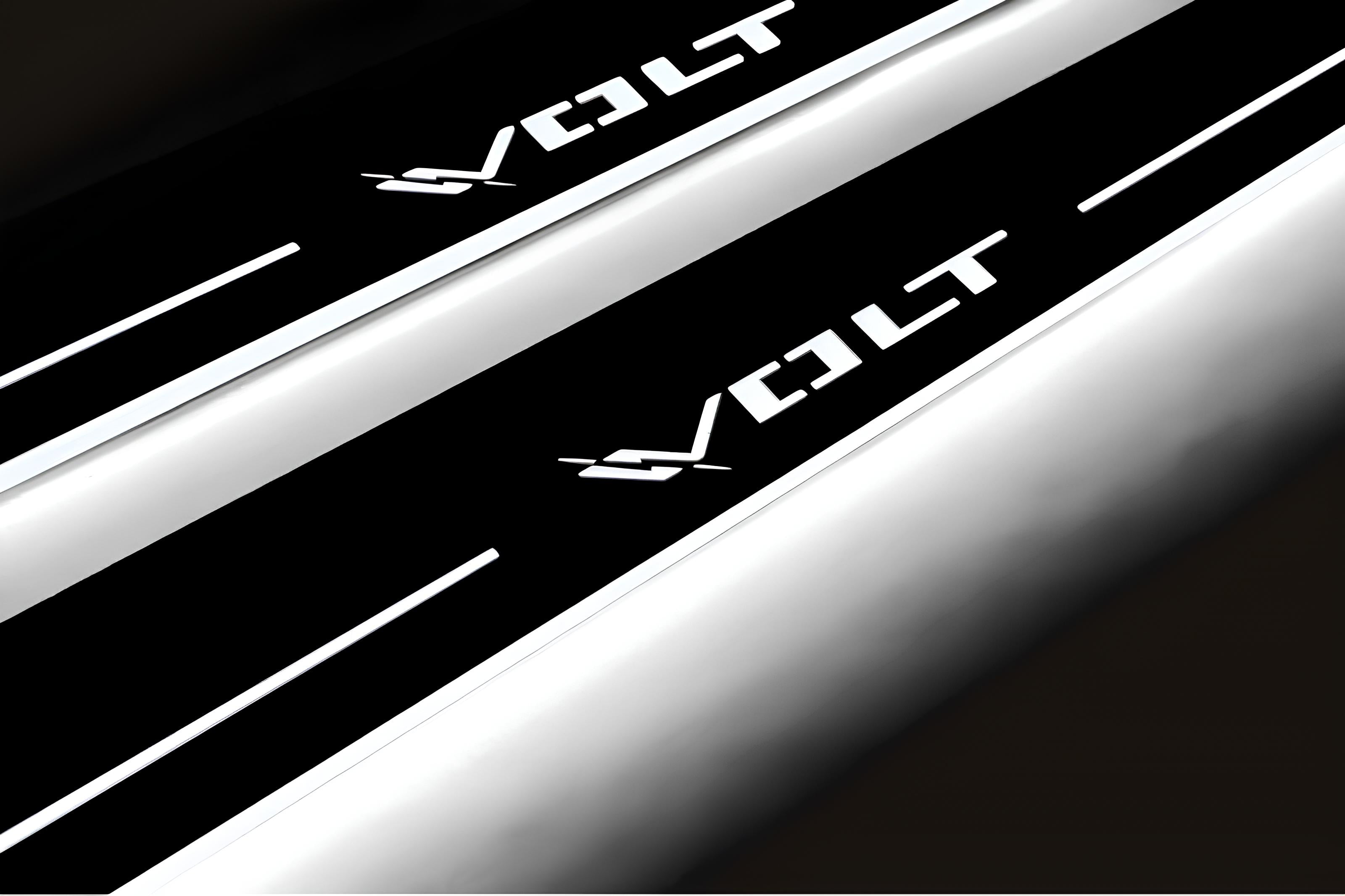 Illuminated LED Door Sill Tread Plates Chevrolet Volt II 2016-2019 With Volt Logo Chevrolet Led Door Sills opdesign