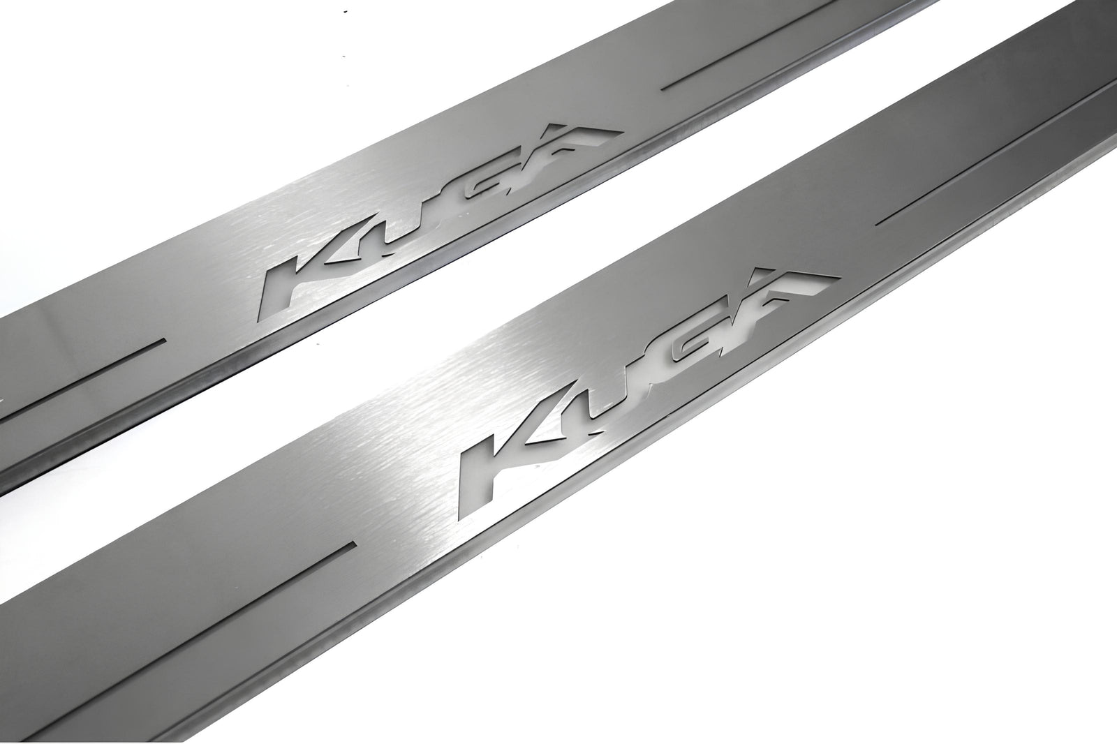 Ford Kuga II 2013+ stainless steel LED door sill plates with Kuga logo