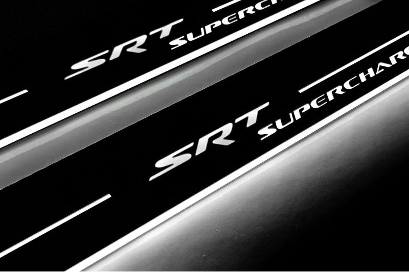 stainless steel door sill plates for Dodge Durango III 2011+ with SRT Supercharged logo