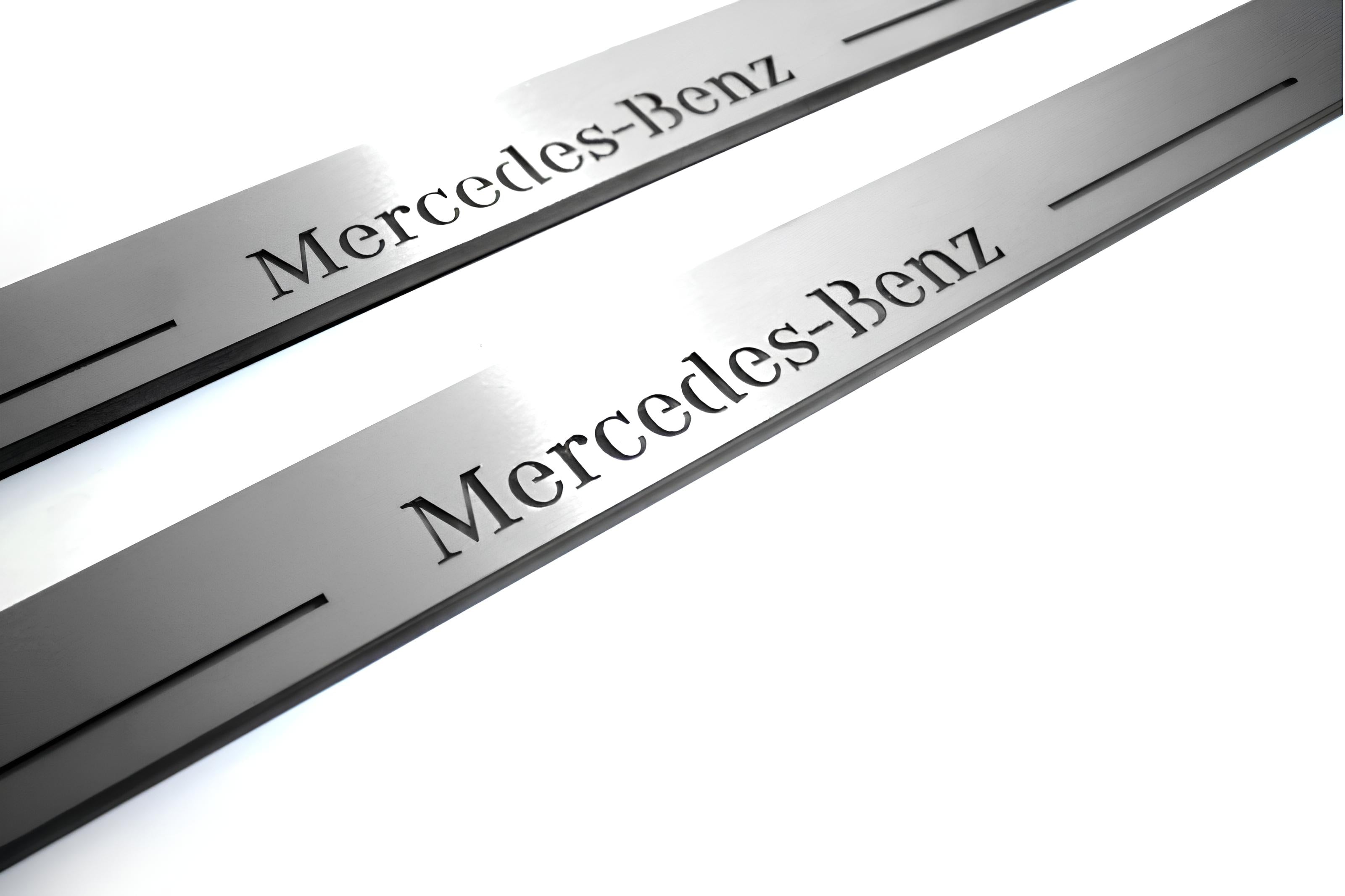 Illuminated LED Door Sill Tread Plates Mercedes GLS X166 2015-2019 With Mercedes-Benz Logo Mercedes Led Door Sills opdesign