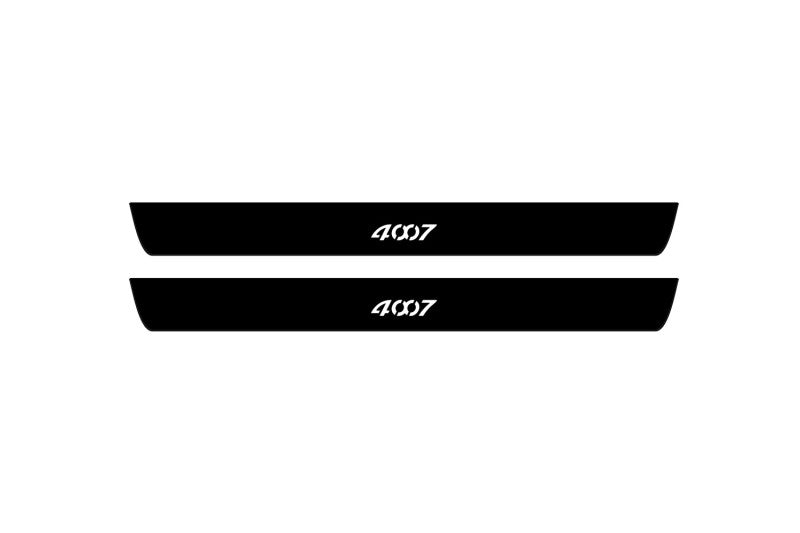Peugeot 4007 2007+ illuminated door sill protectors with 4007 logo