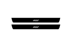 Catalog illustration of two black front door sill plates with 4007 lettering.