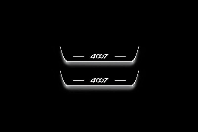 Peugeot 4007 2007+ Stainless Steel LED Door Sills – 4007 Logo