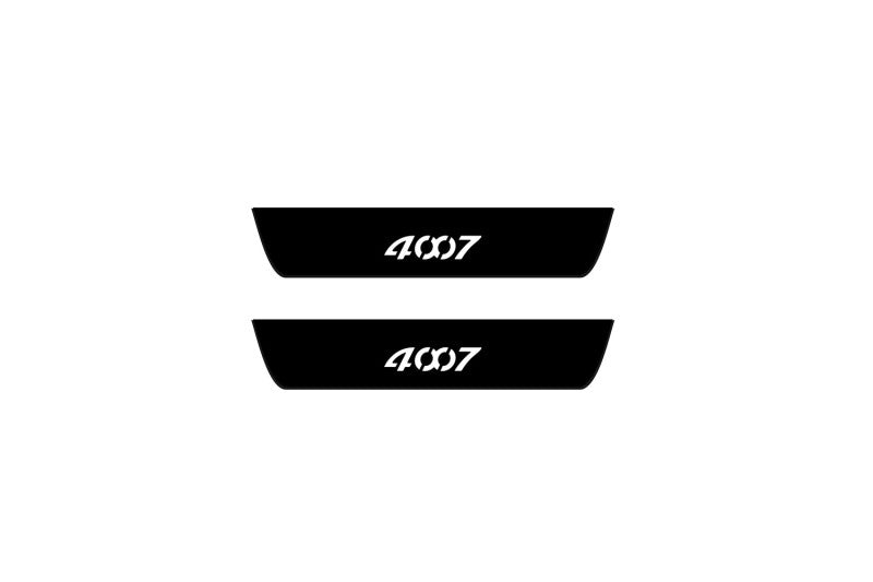 illuminated door sill protectors Peugeot 4007 2007+ in stainless steel with 4007 logo