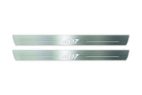 Peugeot 407 2004+ stainless steel illuminated entry guards with 407 logo