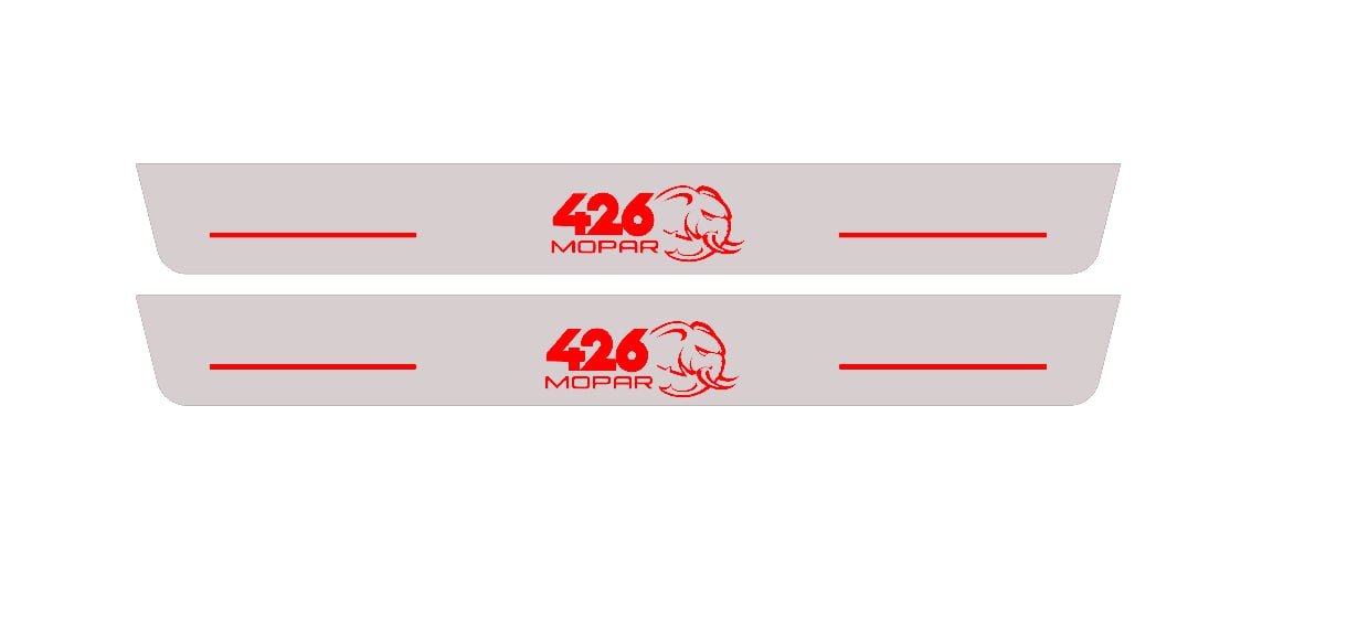 Illuminated LED Door Sill Tread Plates Dodge Charger 2011-2023 With 426 Mopar Hellephant Logo Dodge Led Door Sills opdesign