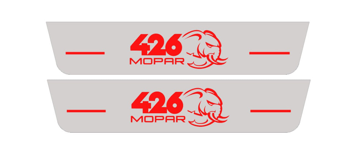 stainless steel LED door sill plates with Dodge Durango III 2011+ with 426 Mopar Hellephant logo