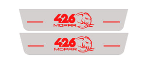 Illuminated LED Door Sill Tread Plates Dodge Charger 2011-2023 With 426 Mopar Hellephant Logo Dodge Led Door Sills opdesign