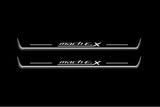 Ford Mach-E 2020+ door sill plates in stainless steel with Mach-E 4X logo