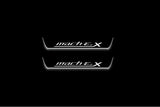 LED door sill plates for Ford Mach-E 2020+ stainless steel with Mach-E 4X logo