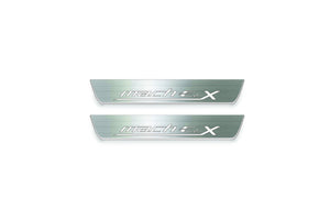 Mustang Mach-E 2020+ LED Door Sills Illuminated Scuff Mach-E 4X Logo Stainless Steel Entry Guards