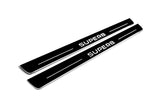 Skoda SuperB III 2015+ entry guards in stainless steel with SuperB logo