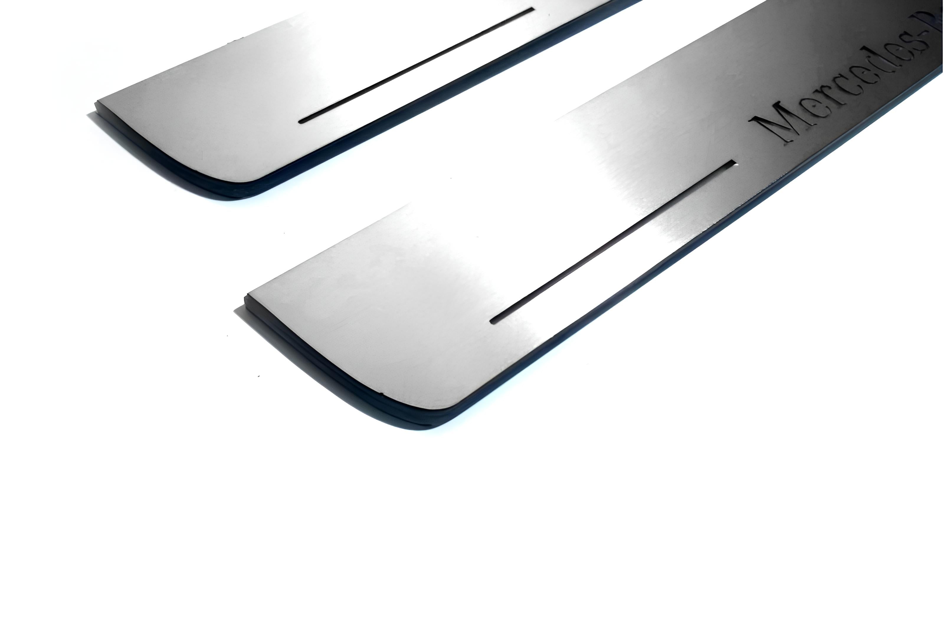 Illuminated LED Door Sill Tread Plates Mercedes GL X164 2006-2012 With Mercedes-Benz Logo Mercedes Led Door Sills opdesign