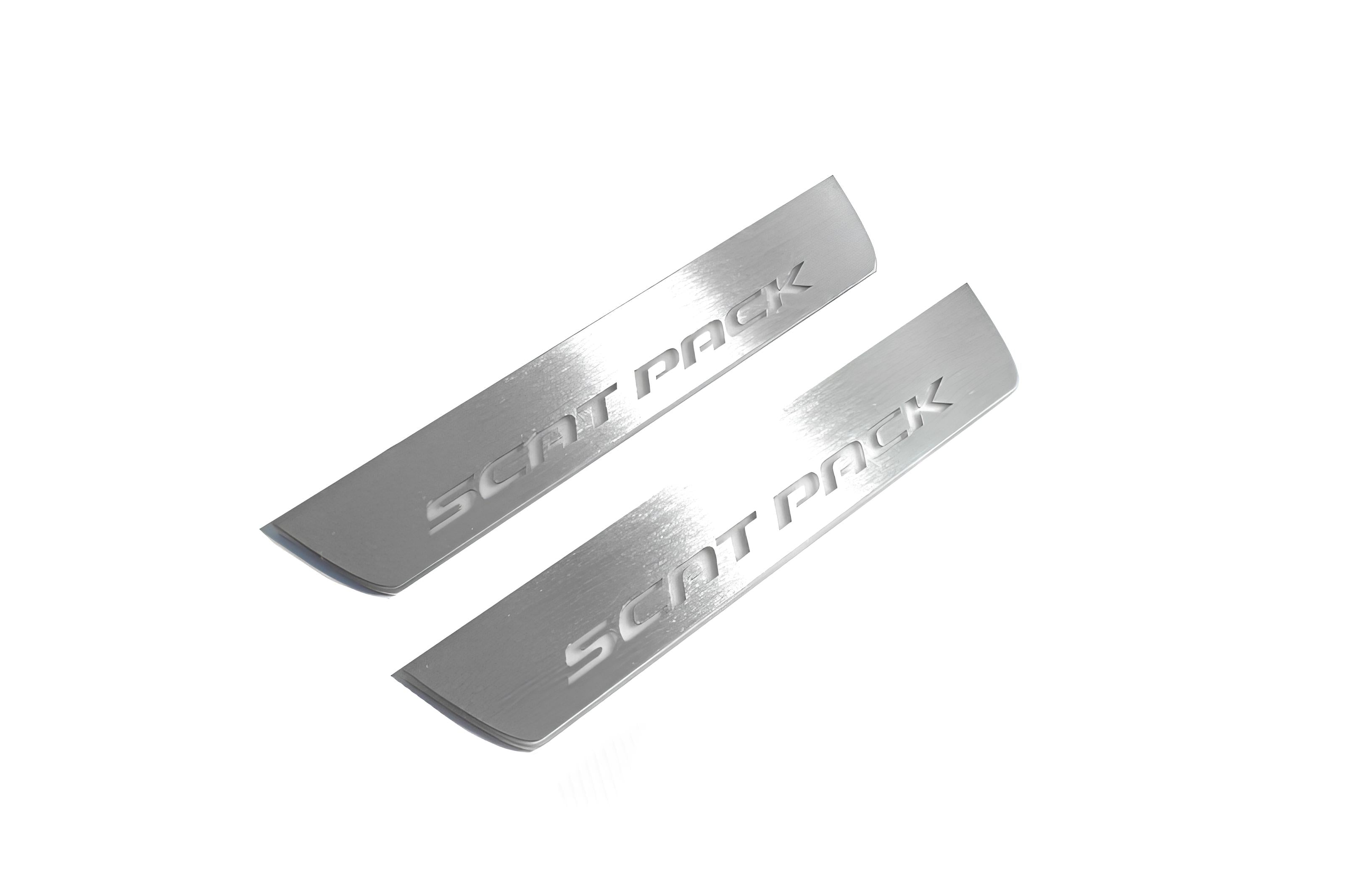 Illuminated LED Door Sill Tread Plates Dodge Charger 2011-2023 With Scat Pack Logo Dodge Led Door Sills opdesign