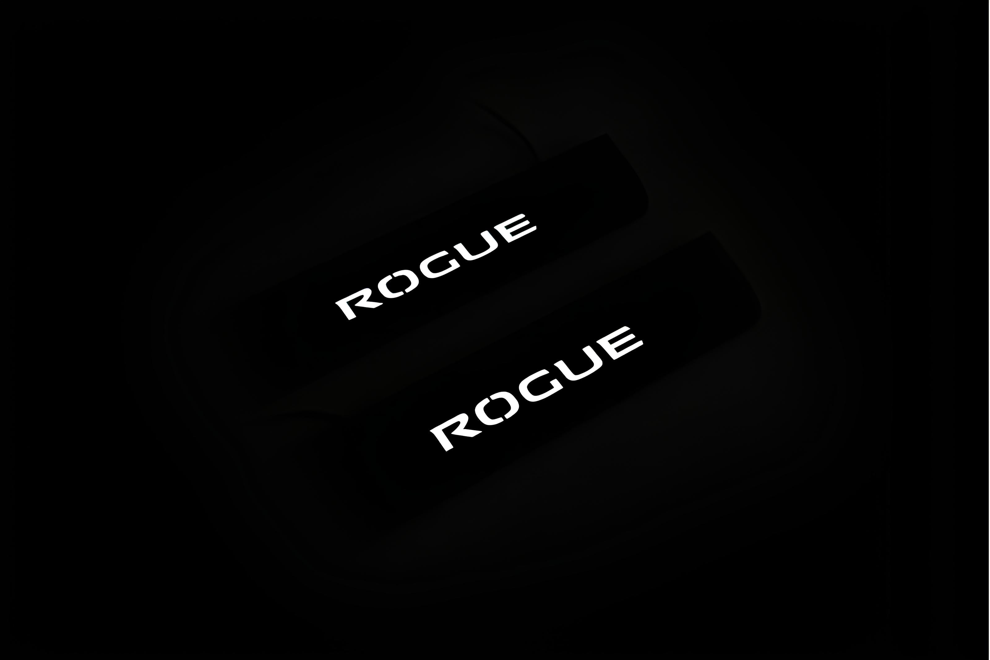 Nissan Rogue II 2014-2021 Illuminated Matte Sill Plates with logo Rogue Nissan Led Door Sills PRO opdesign