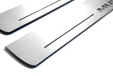 Ford Mustang VI S550 2015+ stainless steel LED door sill plates with Mustang logo